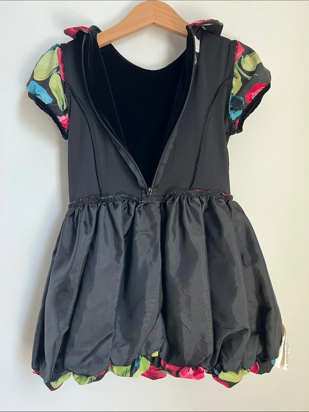 The Children's Place | Black Velvet Dress with Red Floral Skirt Size 4T